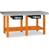 Beta Werkbank aus Stahl, Orange, 2000x640x930mm, 1.200 kg Tragkraft