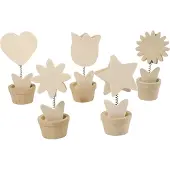 Creativ Company Holz Memo-Clip Blumen Set - Dekorative Clips 10 Stück 10x5 cm