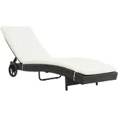 Furnicato Sonnenliege Mit Rollen Und Auflage Poly Rattan Schwarz