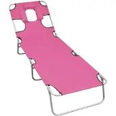 Furnicato Klappbare Sonnenliege Mit Kopfkissen Stahl Magento Rosa
