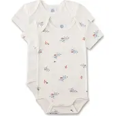Sanetta Baby-Body kurzarm (Doppelpack) off-white Esel 86