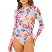 Rip Curl Party Wave Upf Damen-langarm-shorty Mit Rückenreißverschluss