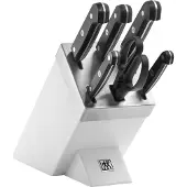 Zwilling Gourmet Selbstschärfender Messerblock, 7-teilig, Messer und Schere aus rostfreiem Spezialstahl/Kunststoff-Griff, Weiß [ Germany], Weiss