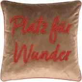 PAD Dekokissen "LETTERS", taupe, schriftzug, B:45cm L:45cm, Obermaterial: 100% Polyester, Dekokissen_Sitzkissen_Kissenhüllen, Dekokissen, farbige Keder, mit Schriftzug, verschiedene Größen