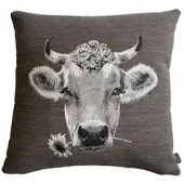 PAD Dekokissen "MOO", grau, B:45cm L:45cm, Baumwolle, Dekokissen_Sitzkissen_Kissenhüllen, Dekokissen, Made in Europe, Kissenhülle ohne Füllung, 1 Stück, Tiermotiv, 45x45 cm