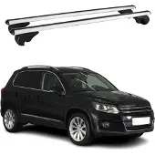 Omtec Dachträger Grundtäger für VW Tiguan mk1 2007-2016 75kg Aluminium Silber 2 tlg