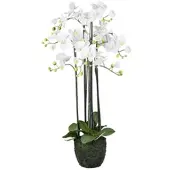 Creativ Green künstliche Pflanze Orchidee im Erdballen, 93 cm, "Real Touch"
