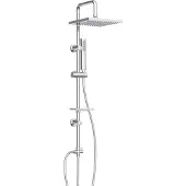 Welltime Stangenbrause-Set "LINA" Überkopfbrause mit Seifenablage, 20 cm Kantenlänge.
