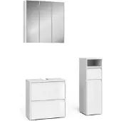 Vicco Badmöbel-Set Majest Weiß Hochglanz 3 Teile, Model 40118