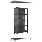 KAWOLA Highboard ARLES Vitrine Metall schwarz 2 Türen