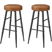 Vasagle ECHO Kollektion Barhocker, 2er Set, Barstuhl, Kunstleder, 76,2 cm hoch, karamellbraun