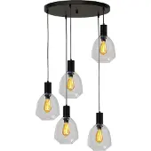 Masterlight Pendelleuchte Porto 5-flammig Glas Transparent Ø60cm