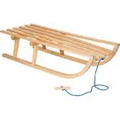Springos Holzschlitten Kinderschlitten mit Zugseil 90x32 cm Buchenholz Schlitten