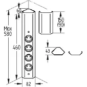 Thebo Energie-Ecksäule ST 3081in EDELSTAHL mit 4 Schuko-Steckplätzen / Mehrfachsteckdose / Ecksteckdose
