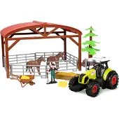 Toi-Toys Pferdestall Spielzeug Set mit Traktor - 14tlg