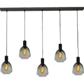 Masterlight Pendelleuchte Porto 5-flammig Glas Grün-Transparent 130x19cm