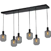 Masterlight Pendelleuchte Porto 6-flammig Glas Schwarz-Transparent 130x20cm