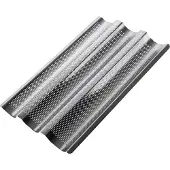 GAUMENKICK Baguetteblech für 3 Brote - Ideal für Knoblauch-/Kräuterbaguette - 38cm - Edelstahl