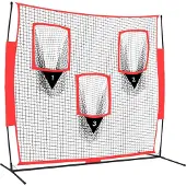 vidaXL Baseball-Netz Tragbar Schwarz und Rot 183x105x183 cm Polyester