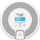 X-Sense CO03D, Kohlenstoffmonoxid-Melder, Kabelgebunden, Weiß, Grau, 85 dB, Akku, 1,5 V
