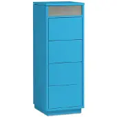 Aileenstore Kommode mit 4 Schubkästen, Klapp-Deckel & Dokumenten-Ablage mit Glasfenster - Schubladen-Turm - Push-To-Open Sideboard, Farbe:türkis-blau