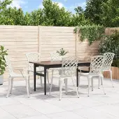 vidaXL Möbel Gartenstühle 6 Stk. Aluminiumguss Weiß - Gartenmöbelgarnituren 3216321