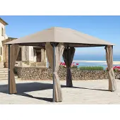 Quick Star Metall Garten Pavillon Nizza 3x4m Sand mit 4 Seitenteilen Partyzelt