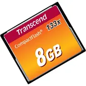 Transcend TS8GCF133, 8 GB, Kompaktflash, MLC, 50 MB/s, 20 MB/s, Schwarz