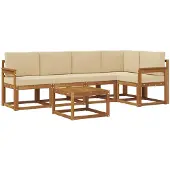 vidaXL Outdoor-Sofagarnitur 6 stk. Natur und Beige