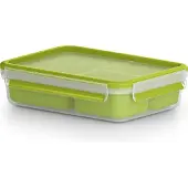 EMSA CLIP & GO Snackbox 1,2 L mit 3 Einsätzen, Box, Rechteckig, 1,2 l, Transparent, Deutschland, 163 mm