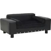 Syfax Hundesofa Schwarz 81x43x31 cm Plüsch und Kunstleder