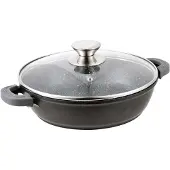 Cheffinger CF-SC32 Sauteuse inkl. Deckel, Gusseisen/Gussaluminium, 32 cm Durchmesser, Induktionsherd-geeignet, Antihaftbeschichtung