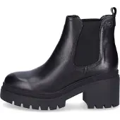 Tamaris Chelseaboots , Damen, Gr. 39, schwarz, Glattleder, schimmernd, unifarben, Schuhe Chelseaboots, Blockabsatz, Plateau, Stiefelette zum Schlupfen, Topseller