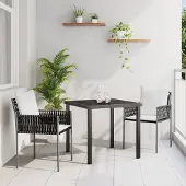 vidaXL Desgin 3-teiliges Garten-Dining-Set mit Kissen Braun Poly Rattan - Gartenstühle 3379093