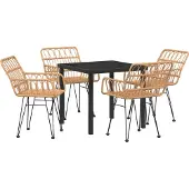 vidaXL Möbel 5-teiliges Garten-Esszimmer-Set braunes Poly-Rattan - Gartenstühle 3379178