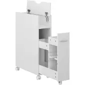 Vicco Toilettenschrank Niva Weiß 18 x 71.3 cm mit ausziehbarem Fach, Model 50138