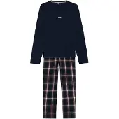 BOSS für Herren. 50550777 Pyjamas Holiday Long Set navy (S), Heimtextilien, Baumwolle, Langarm, Marine