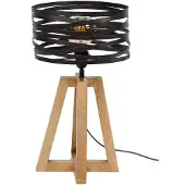 KAWOLA Tischleuchte DALIAN Tischlampe Holz/Metall schwarz