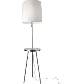 Sompex Stehleuchte TABULO mit Tischablage & USB-Anschluss – Beistelltisch-Lampe mit Stoffschirm Weiß von