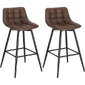 Woltu 2er-Set Barhocker Designer Barstuhl Hocker Tresenhocker Bistrohocker mit Fußstütze Kunstleder Metall Braun