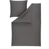 Estella Mako-Satin Uni Bettwäsche Valetta 155x220 cm + 80x80 cm grau