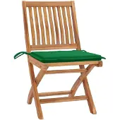 vidaXL Gartenstühle 2 Stk. mit Grünen Kissen Teak Massivholz