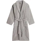 Gant Unisex Bademantel - JACQUARD HERRINGBONE ROBE, Schalkragen, Fischgrätmuster Grau M