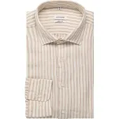 Seidensticker Leinenhemd "Schwarze Rose", Herren, Gr. XXL (46), normale Ärmellängen, beige, 100% Leinen, gestreift, regular fit, 2-Knopf-Manschette, Hemden Leinenhemd, Regular 1/1 Kentkragen Gestreift