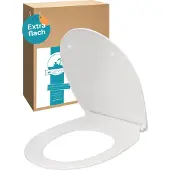 Calmwaters Flacher WC-Sitz mit Absenkautomatik, Slim, antibakterieller Duroplast Toilettensitz, Edelstahl-Scharniere, Abnehmbar, extraflacher WC-Deckel, Standard O-Form, 26LP3163