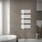 LuxeBath Design Badheizkörper, 500x1000 mm, Weiß, Anschlussgarnitur und Thermostat Eck Wandanschluss, ohne Heizstab