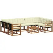 vidaXL Outdoor-Sofagarnitur 10 stk. Natur und Creme