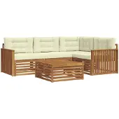 vidaXL Outdoor-Sofagarnitur 5 stk. Natur und Creme