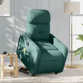 vidaXL BEI CLORIS Massagesessel mit Aufstehhilfe Dunkelgrün Stoff 2024 Neu4380813