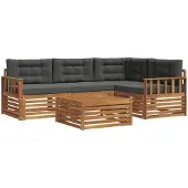 vidaXL Outdoor-Sofagarnitur 5 Stk. Natur und Anthrazit